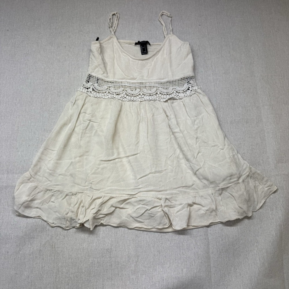 Forever 21 Short Cotton Embroidered BOHO Dress Lined Side Zip Festival Hippie M